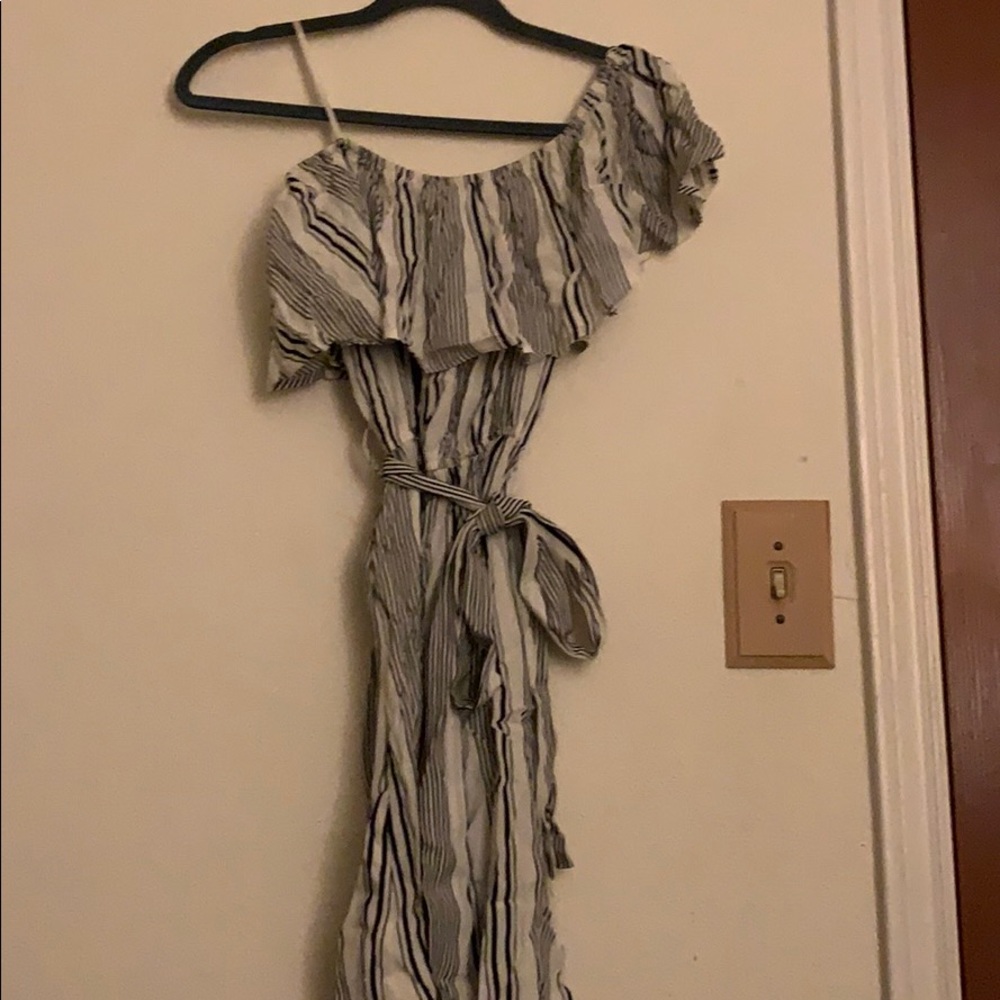 Flounce striped mini dress